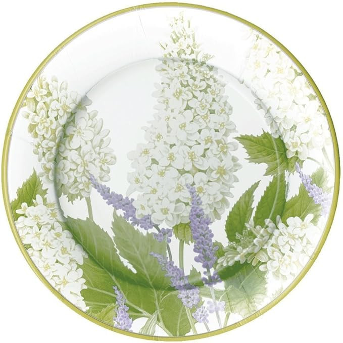 Caspari Fleurs De Mariage Paper Dinner Plates in White - Pack of 8 | Amazon (US)