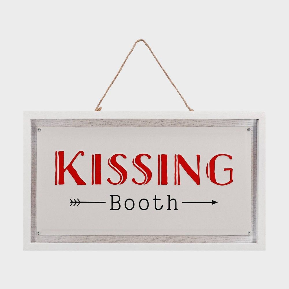7.5""x 14"" Valentine's Day Hanging Kissing Booth Wall Sign - Spritz | Target