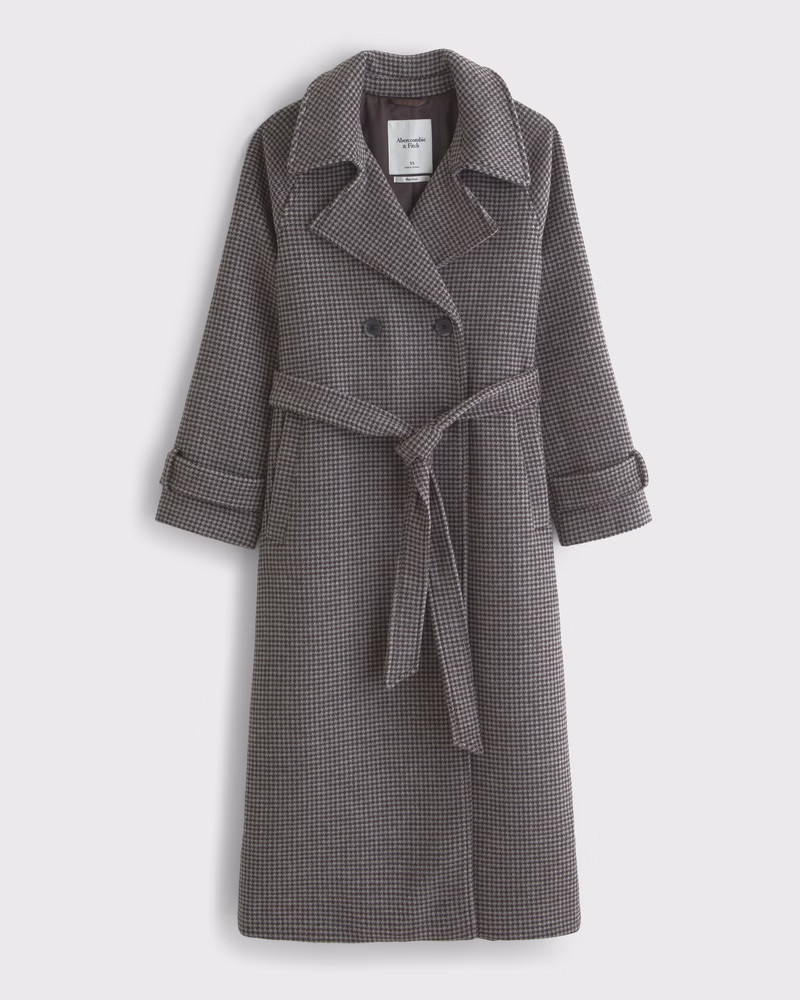 A&F Carrie Wool-Blend Trench Coat | Abercrombie & Fitch (US)