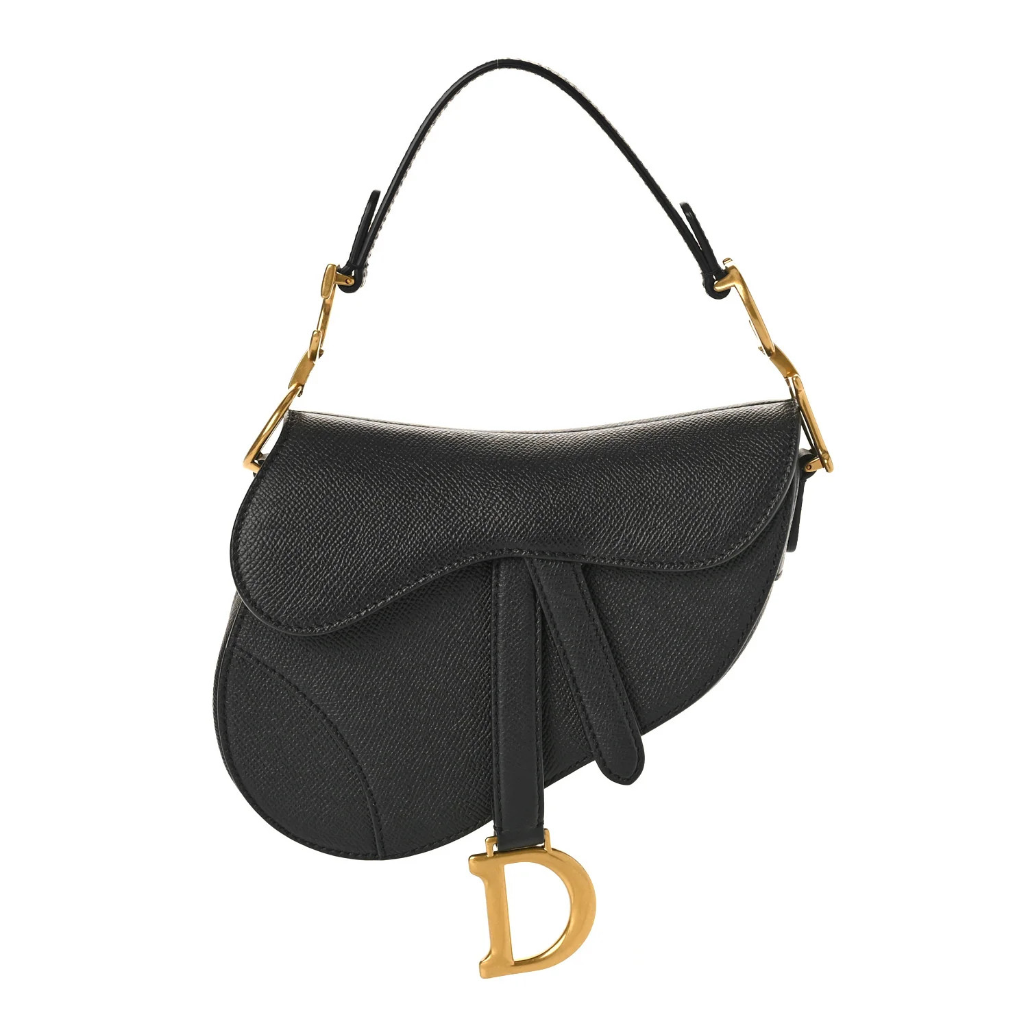 Grained Calfskin Mini Saddle Bag Black | FASHIONPHILE (US)