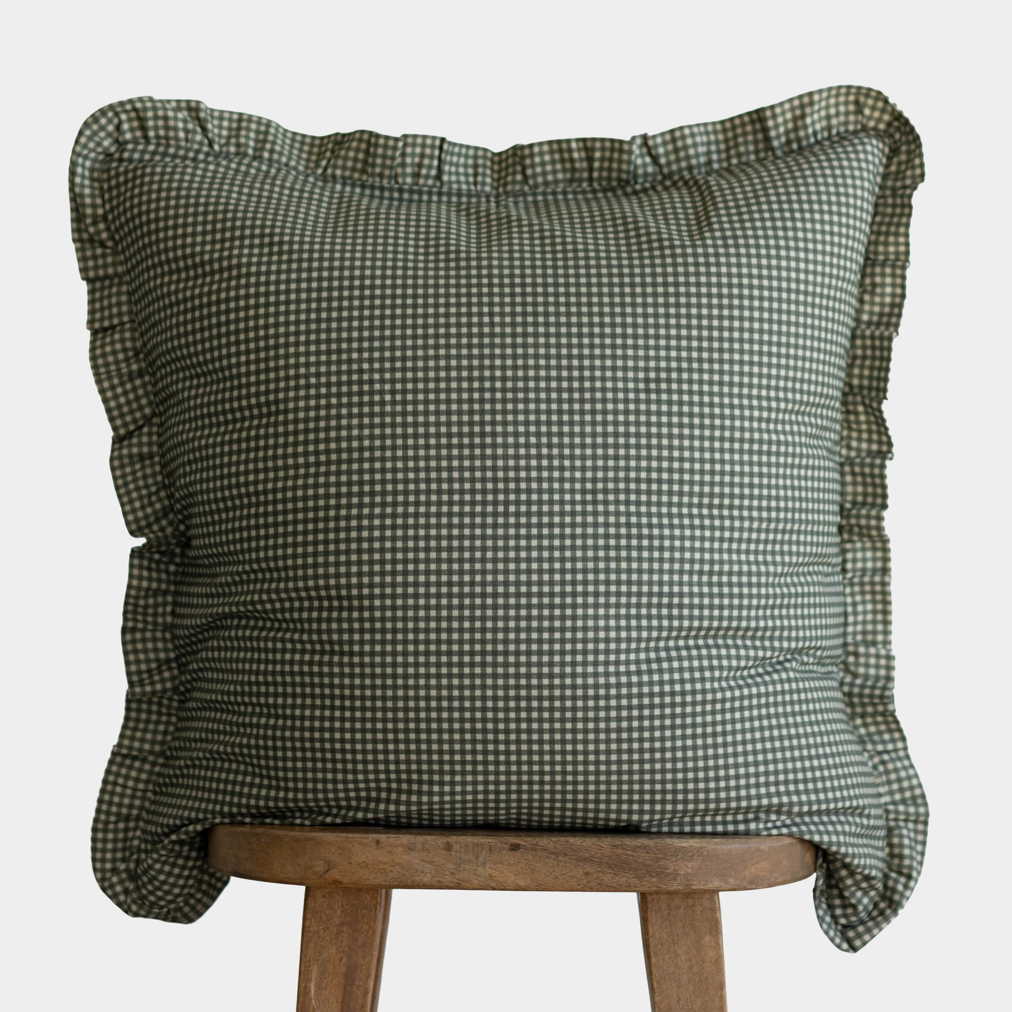 Green Mini Gingham Ruffle 18" | 22" | 26" Pillow Covers | Woven Nook