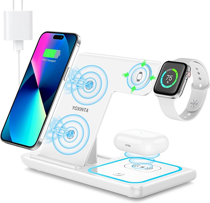 Wireless Charging Station, 3 in 1 Wireless Charger Stand, Fast Wireless Charging Dock for iPhone ... | Amazon (US)