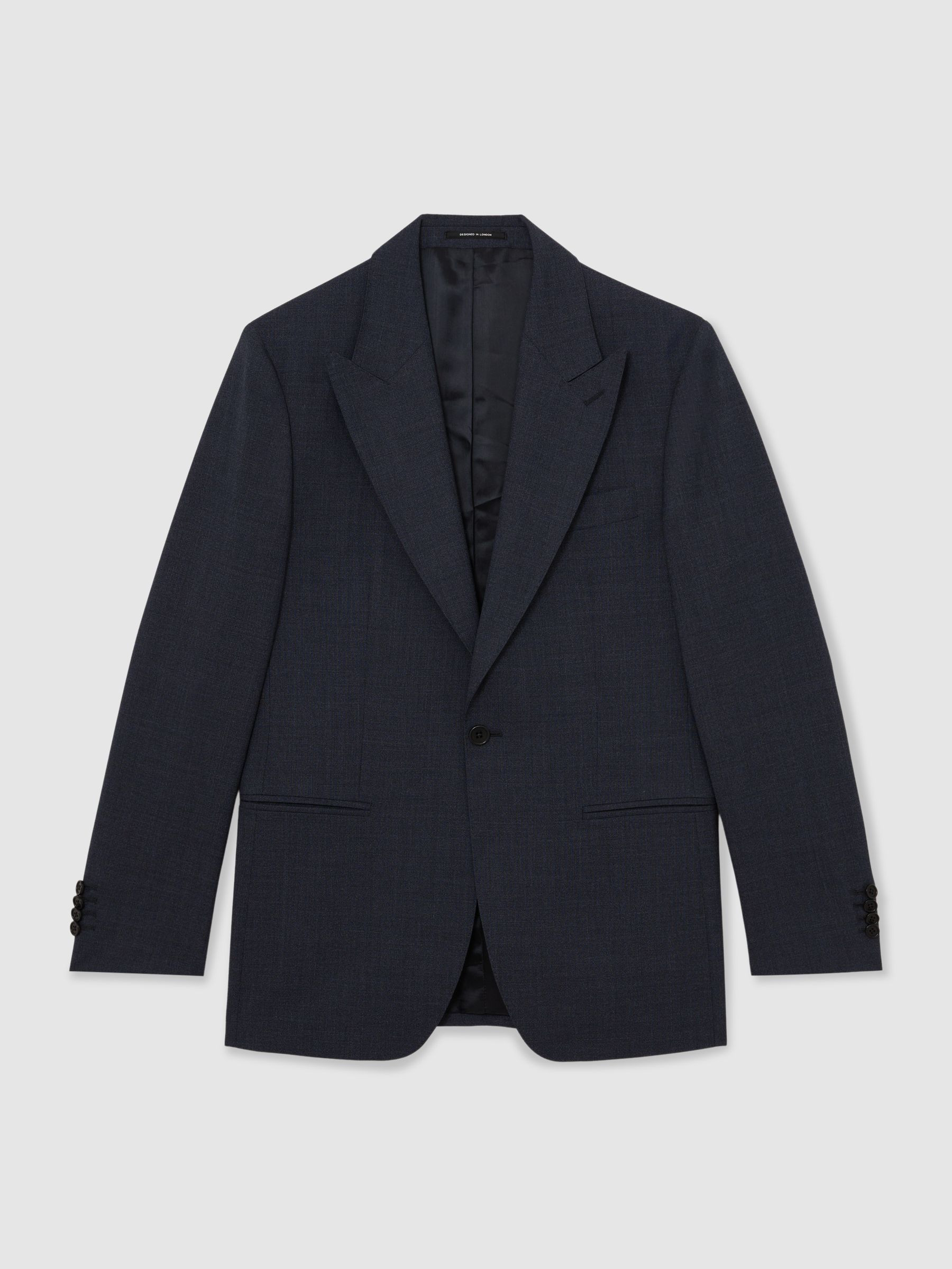 Reiss Wool Textured Single-Breasted Blazer Tailored-Fit in Airforce Blue - REISS | Reiss UK