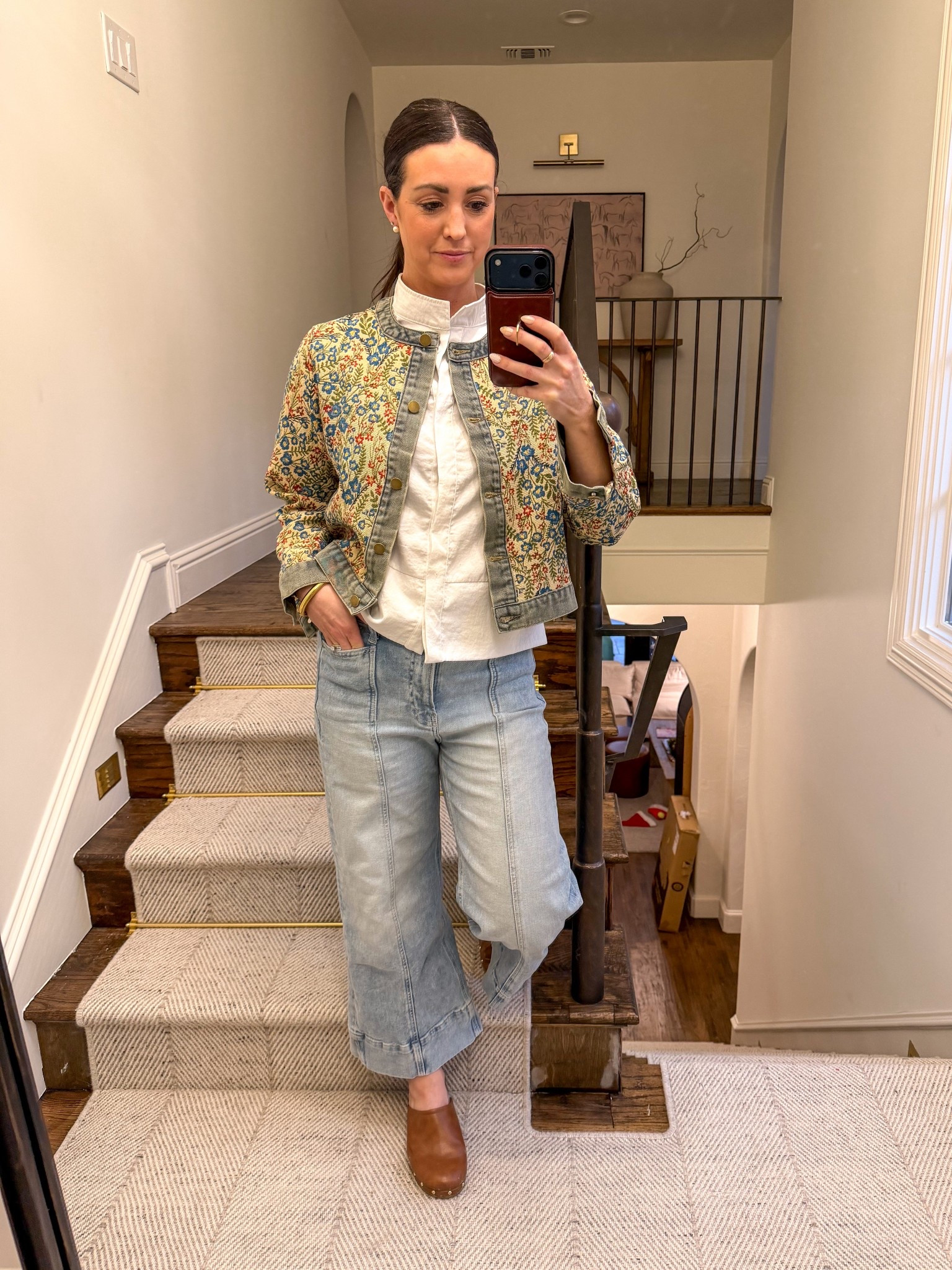 Love this vintage inspired denim jacket with tapestry material. So so cute. Runs small wearing a medium. 

#LTKFindsUnder50 #LTKOver40 #LTKSeasonal