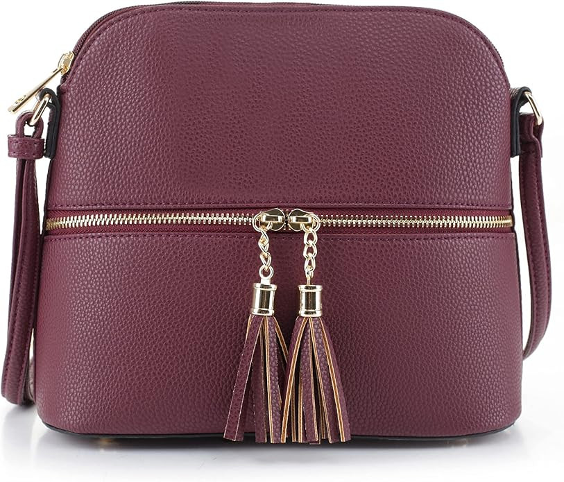 SG SUGU Lunar Lightweight Medium Dome Crossbody Bag Shoulder Bag with Tassel | Zipper Pocket | Ad... | Amazon (US)