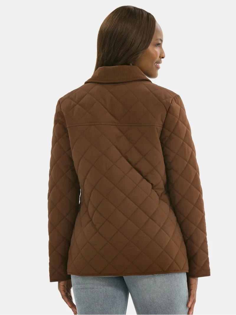 Time and Tru Women's Quilted Barn Coat, Midweight, Sizes XS-2X | Walmart (US)
