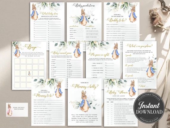 Peter Rabbit Baby Shower Games Printable Gender Neutral | Etsy | Etsy (US)