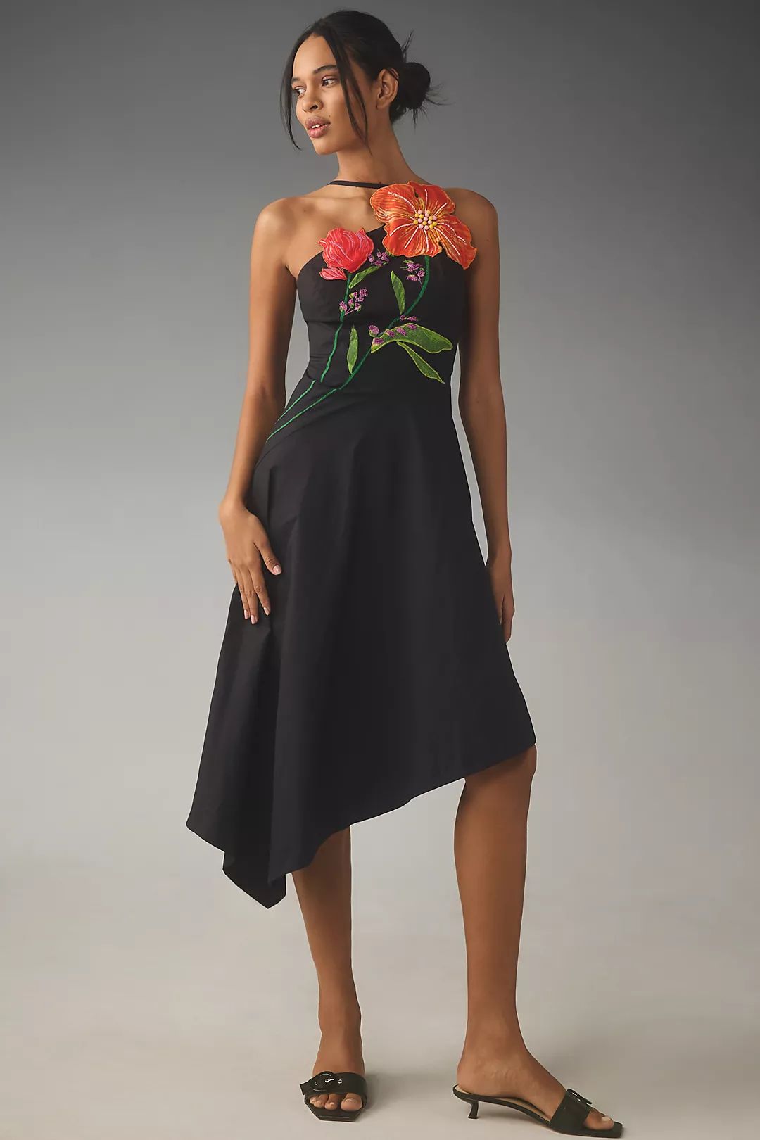 Yukiko Noritake Asymmetrical Floral Midi Dress | Anthropologie (US)