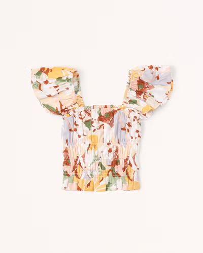 Women's Flutter Sleeve Smocked Top | Women's | Abercrombie.com | Abercrombie & Fitch (US)