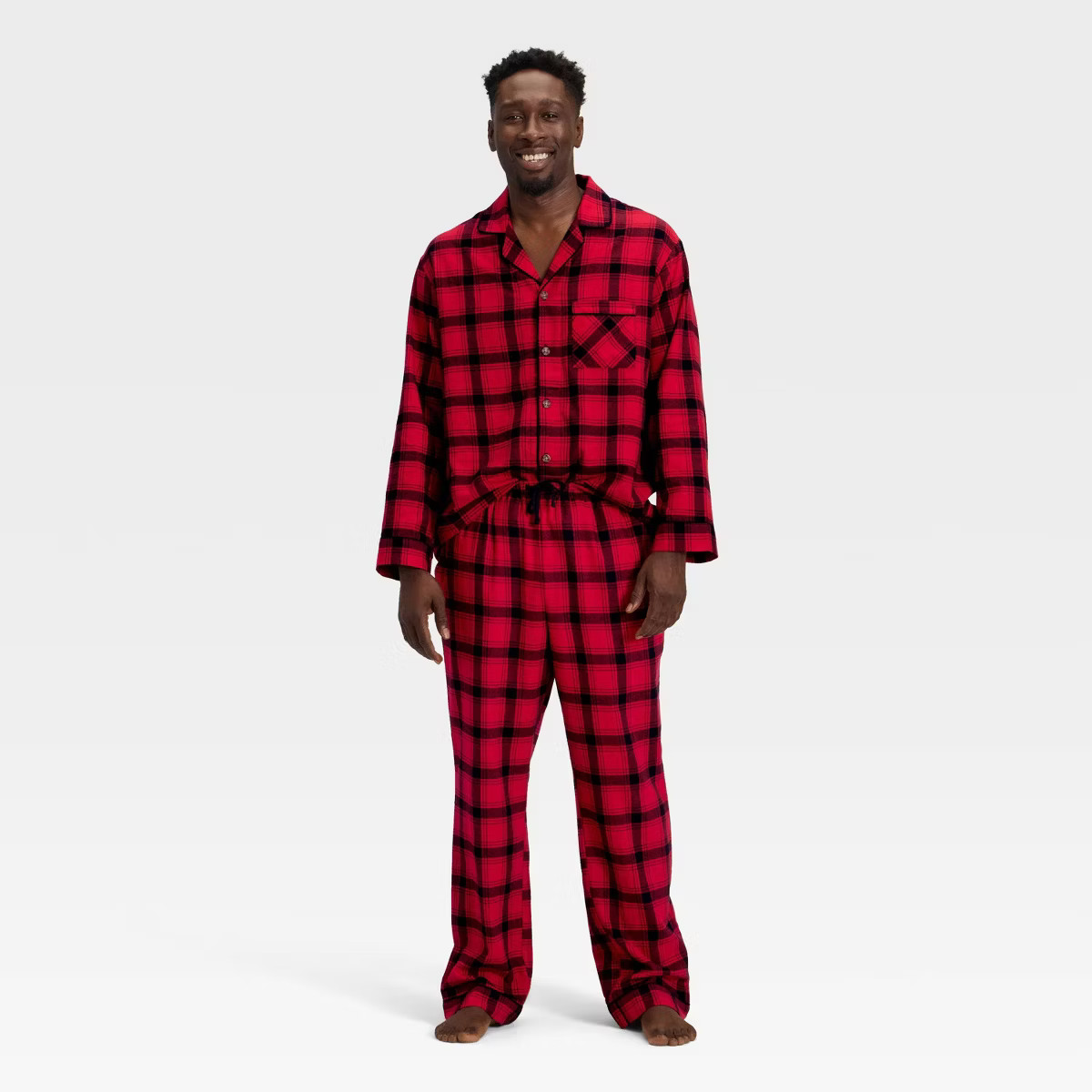 Men's Plaid Flannel Long Sleeve Shirt and Pants Holiday Matching Family Pajama Set - Wondershop... | Target