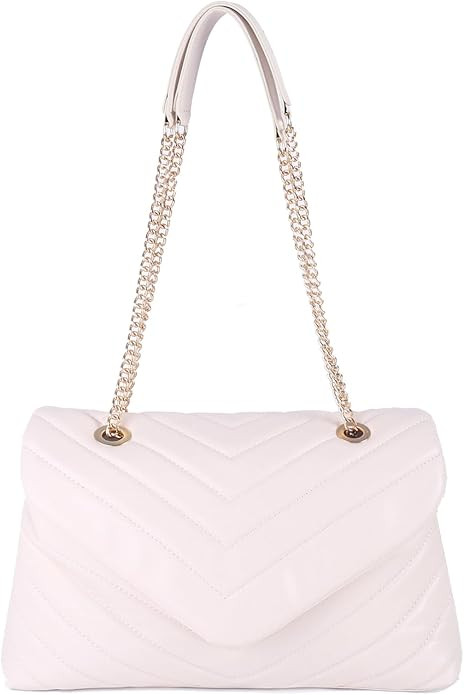 Women Shoulder Bag, Fashionable Quilted Vegan leather Crossbody Purses with Adjustable Chain Desi... | Amazon (US)