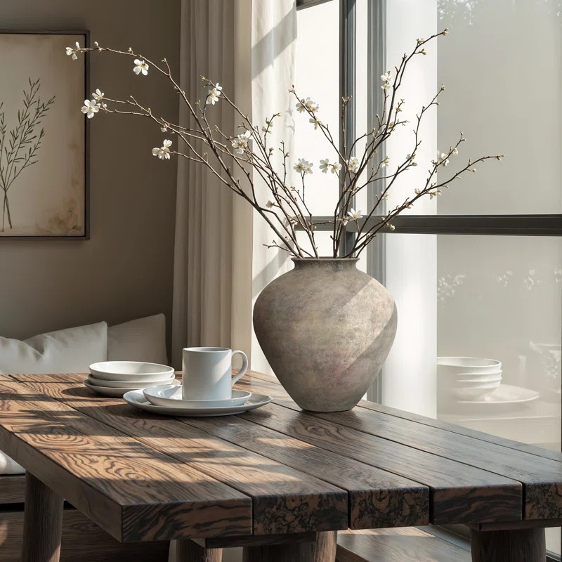 Rustic Ceramic Vase, Terracotta Pot Home Decor with Earthy Gray-Brown Finish, Multi Shape & Size ... | Wayfair North America