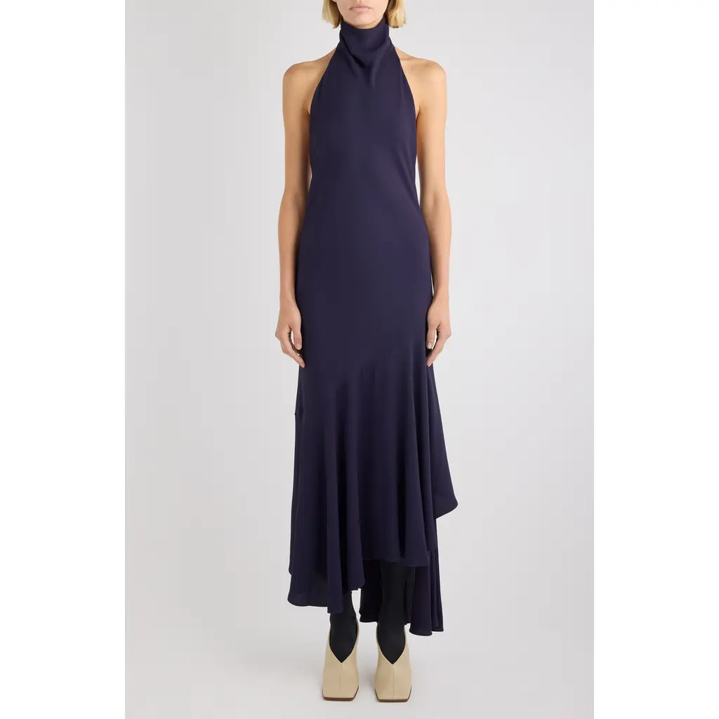 Alaïa Asymmetric Halter Dress in Aubergine at Nordstrom, Size 12 Us | Nordstrom