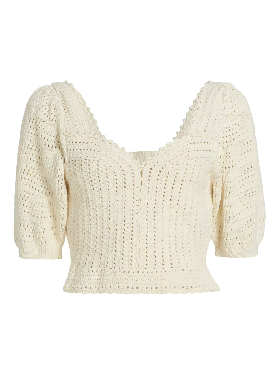 Kamil Puff-Sleeve Open Knit Jumper | Saks Fifth Avenue