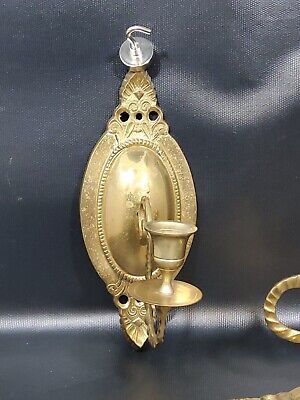 Pair Of Vintage Candle Wall Sconces Brass Wall Candle Holders Needs Polishing  | eBay | eBay US