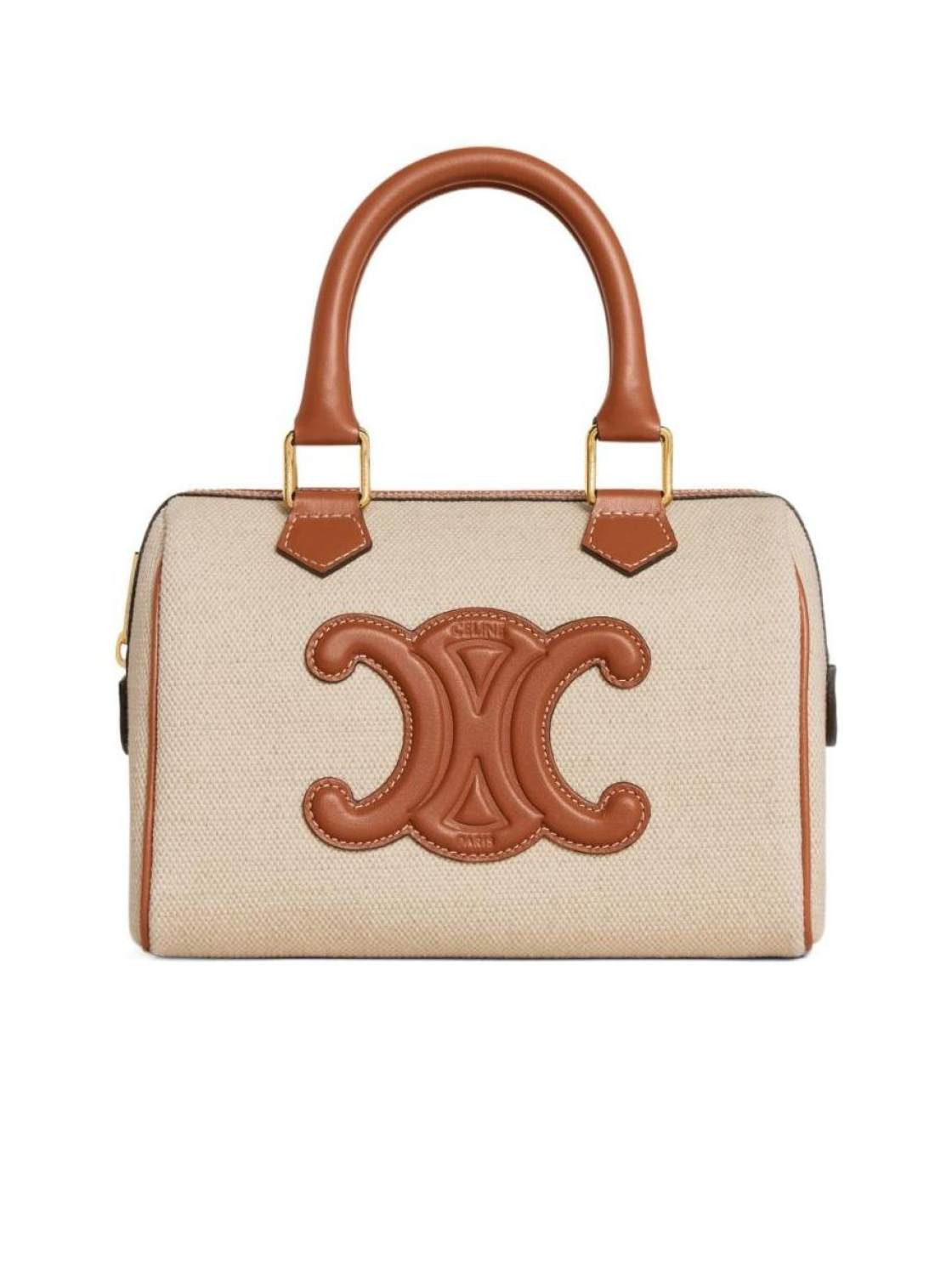 Small Boston Cuir Triomphe in Textile and Calfskin | Senser US