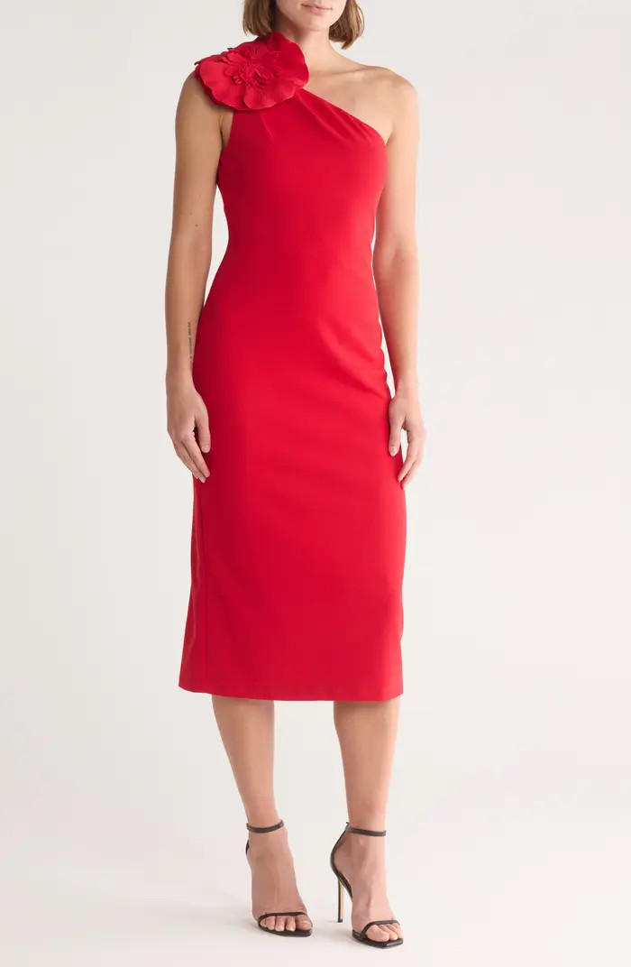 Flower One-Shoulder Midi Dress | Nordstrom Rack