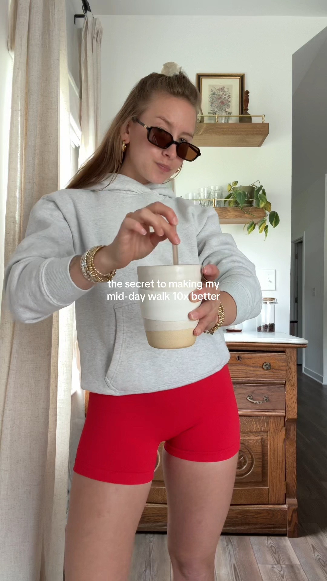 6/3/25 coffee walk 🫶🏼 coffee walk outfit, neutral coffee walk style, ceramic travel mug, nugget ice maker, cozy coffee moment, summer morning ritual, neutral loungewear outfit, soft neutral home finds, iced latte at home, morning coffee walk, cozy neutral living

