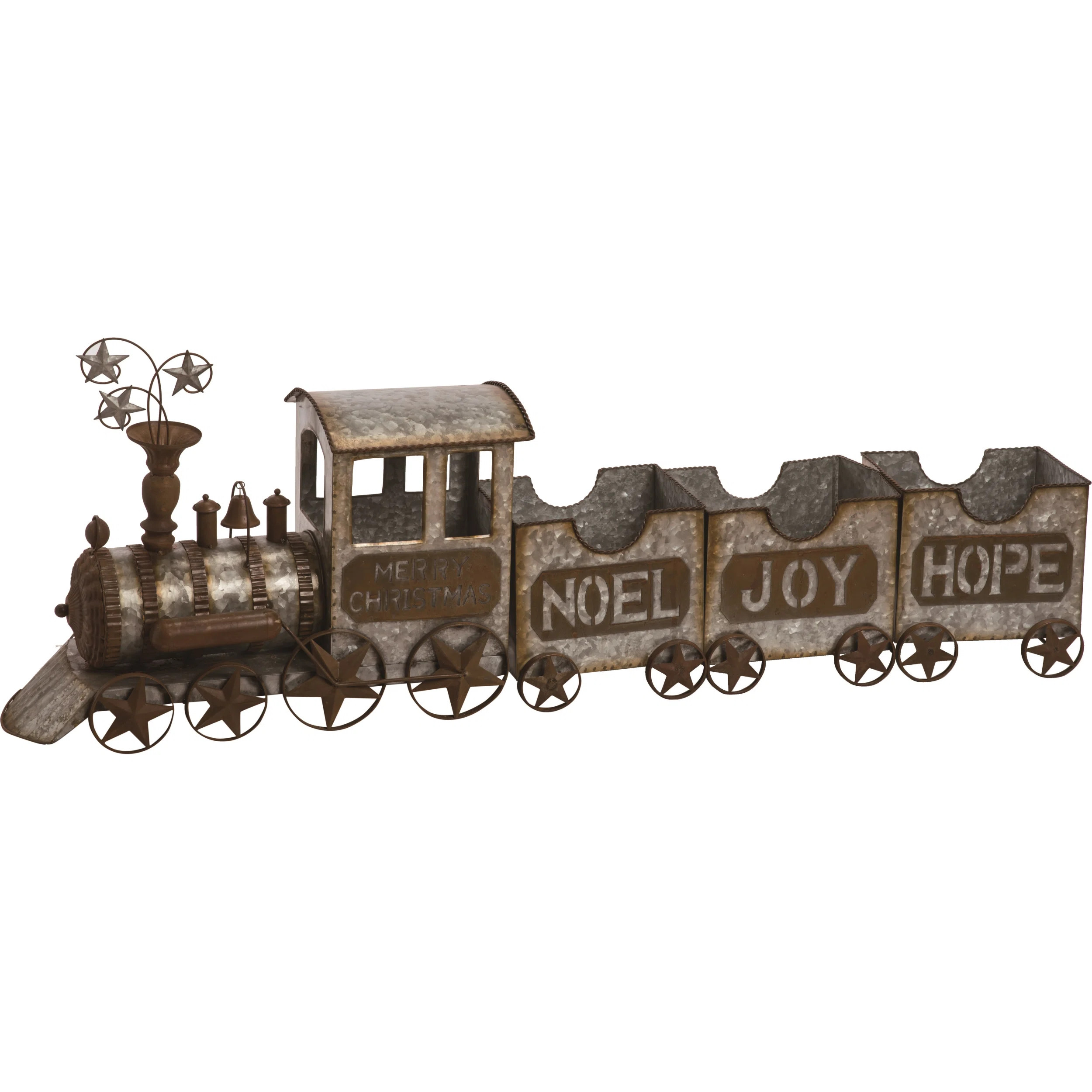 The Holiday Aisle® Metal 54.5 in. Bronze Christmas Noel Joy Hope Train | Wayfair North America