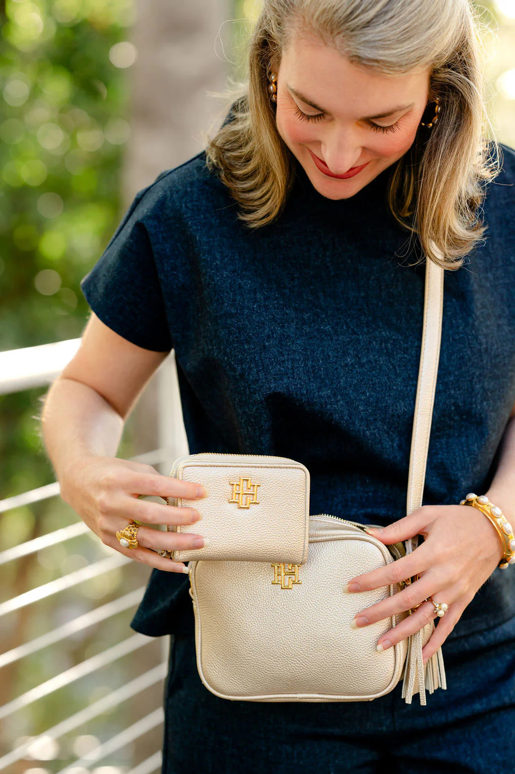 Nadine Zippered Wallet Pearl | Caroline Hill