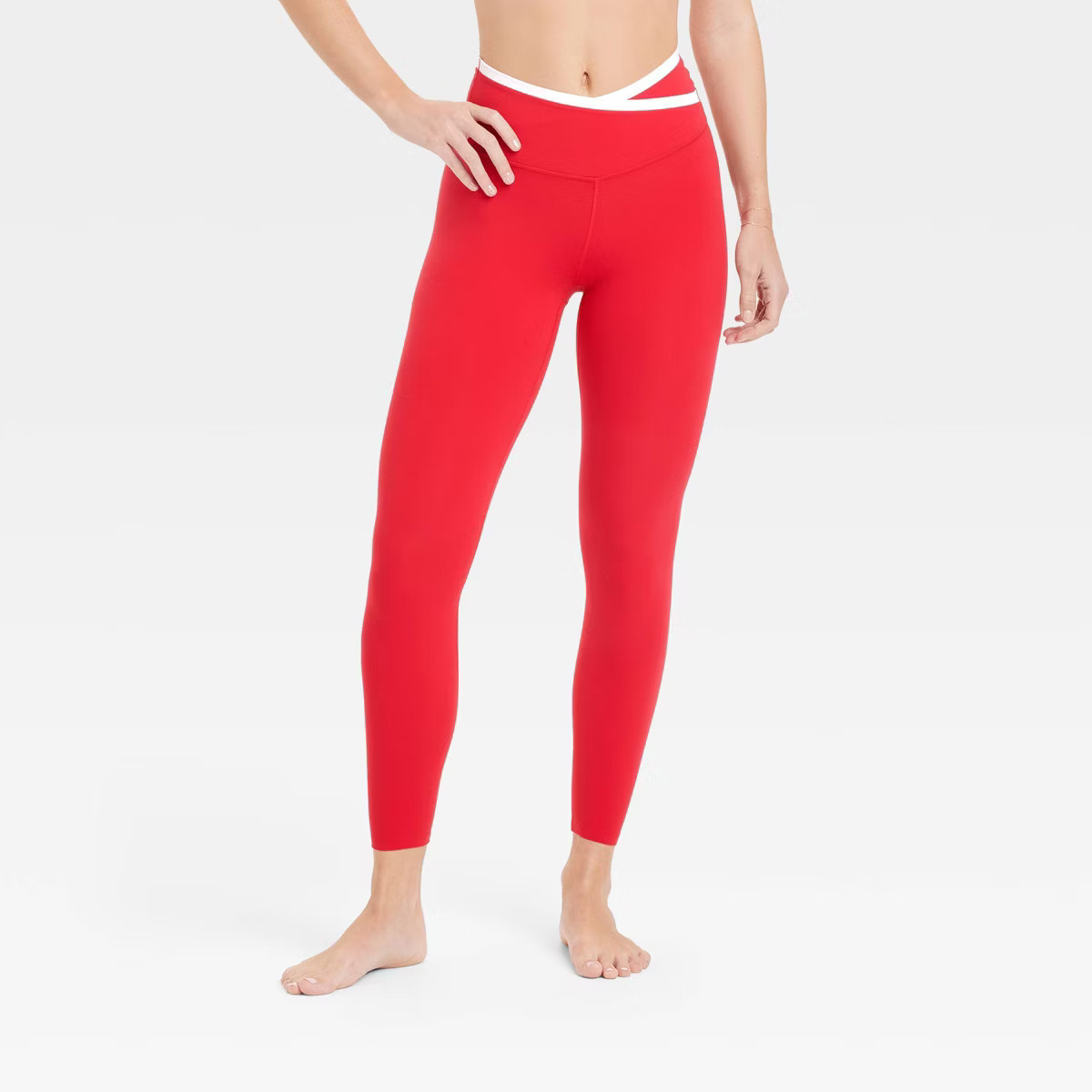 Women's Everyday Soft High-Rise Piped V-Waistband 7/8 Leggings - All In Motion™ | Target