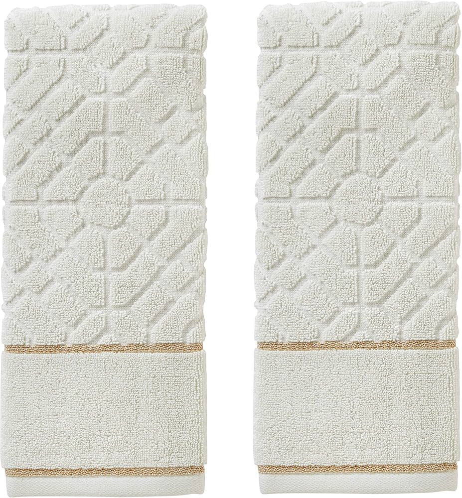 SKL Home Vern Yip Bamboo Lattice Hand Towel Set, White | Amazon (US)