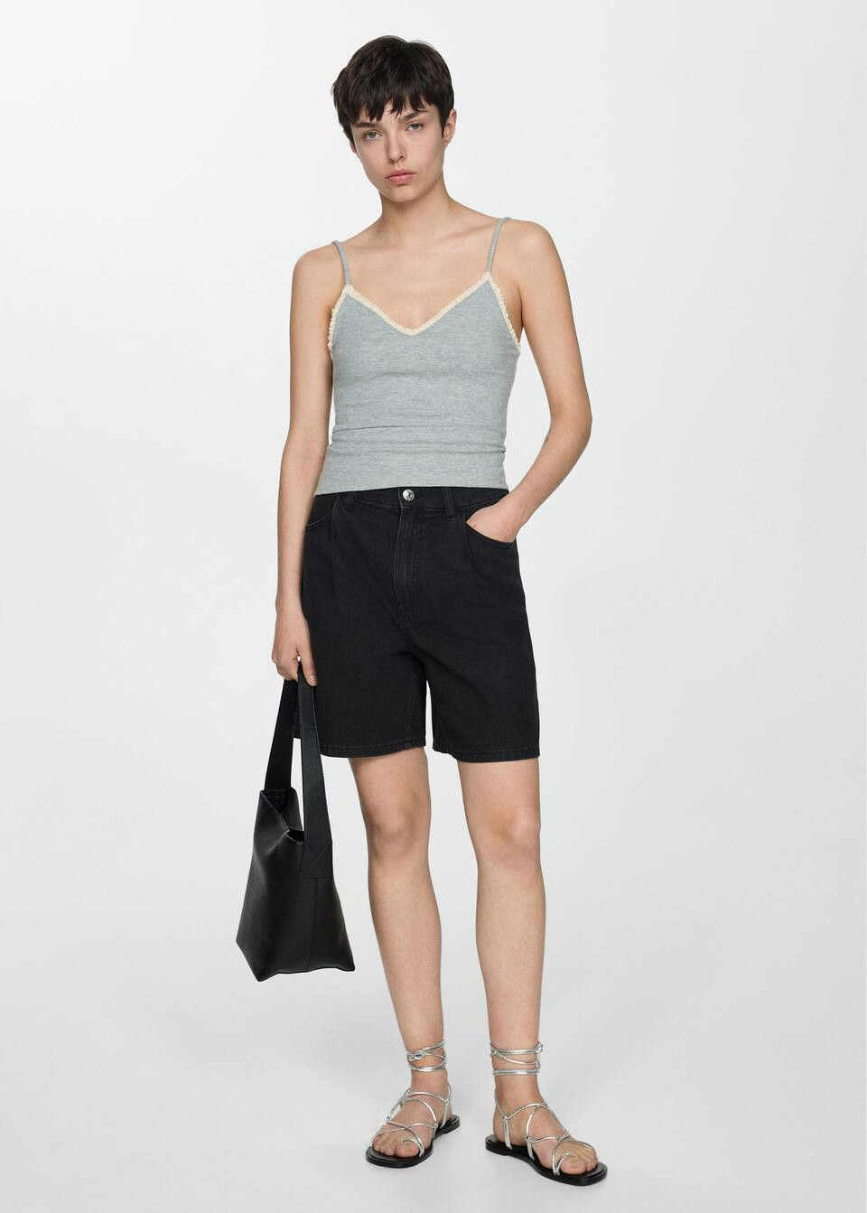 Denim shorts with pleats -  Women | Mango United Kingdom | MANGO (UK)