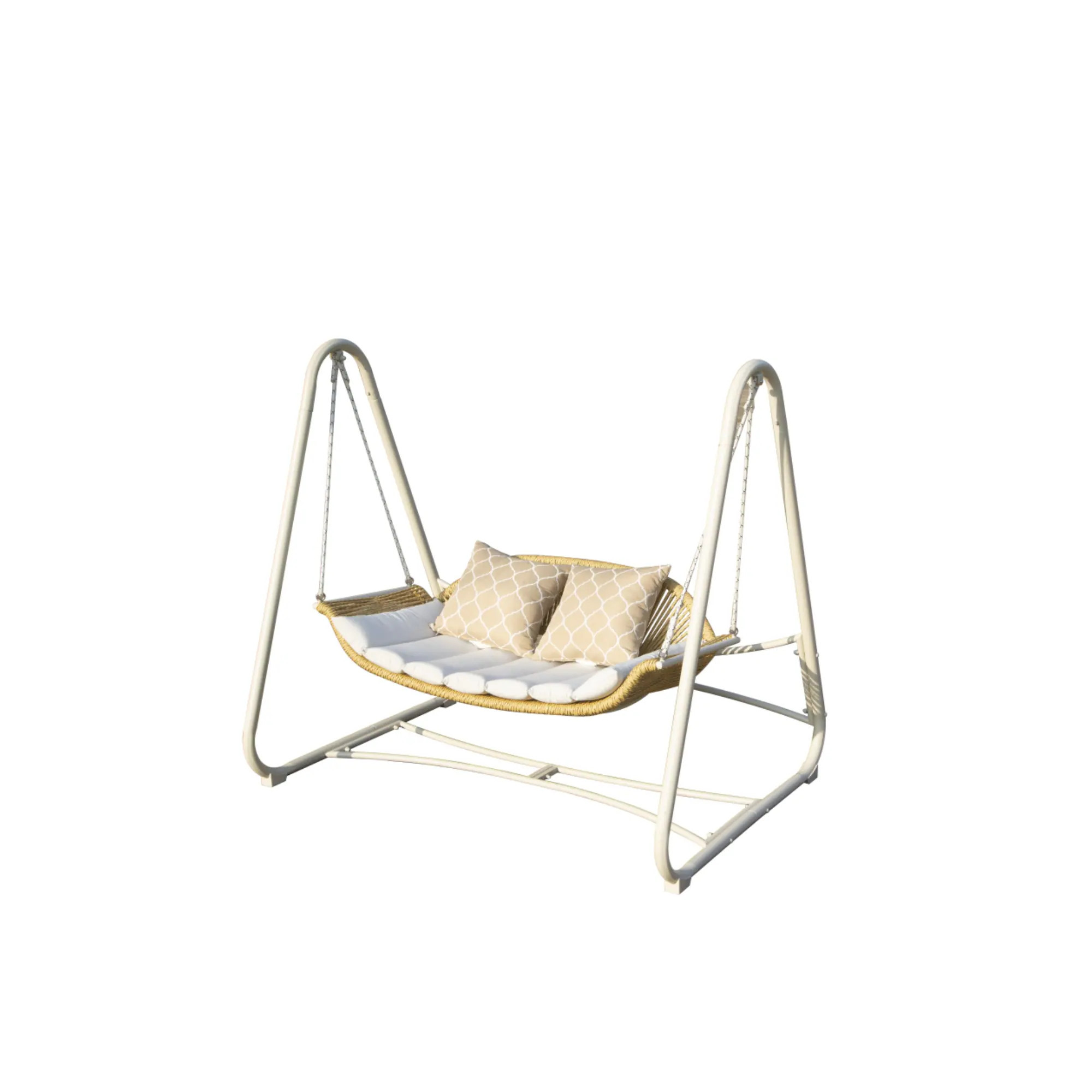 GDFStudio Outdoor Patio Porch Swing 2-Seat Hanging Chair with Cushions-White one_size | 325769 | Lowe's