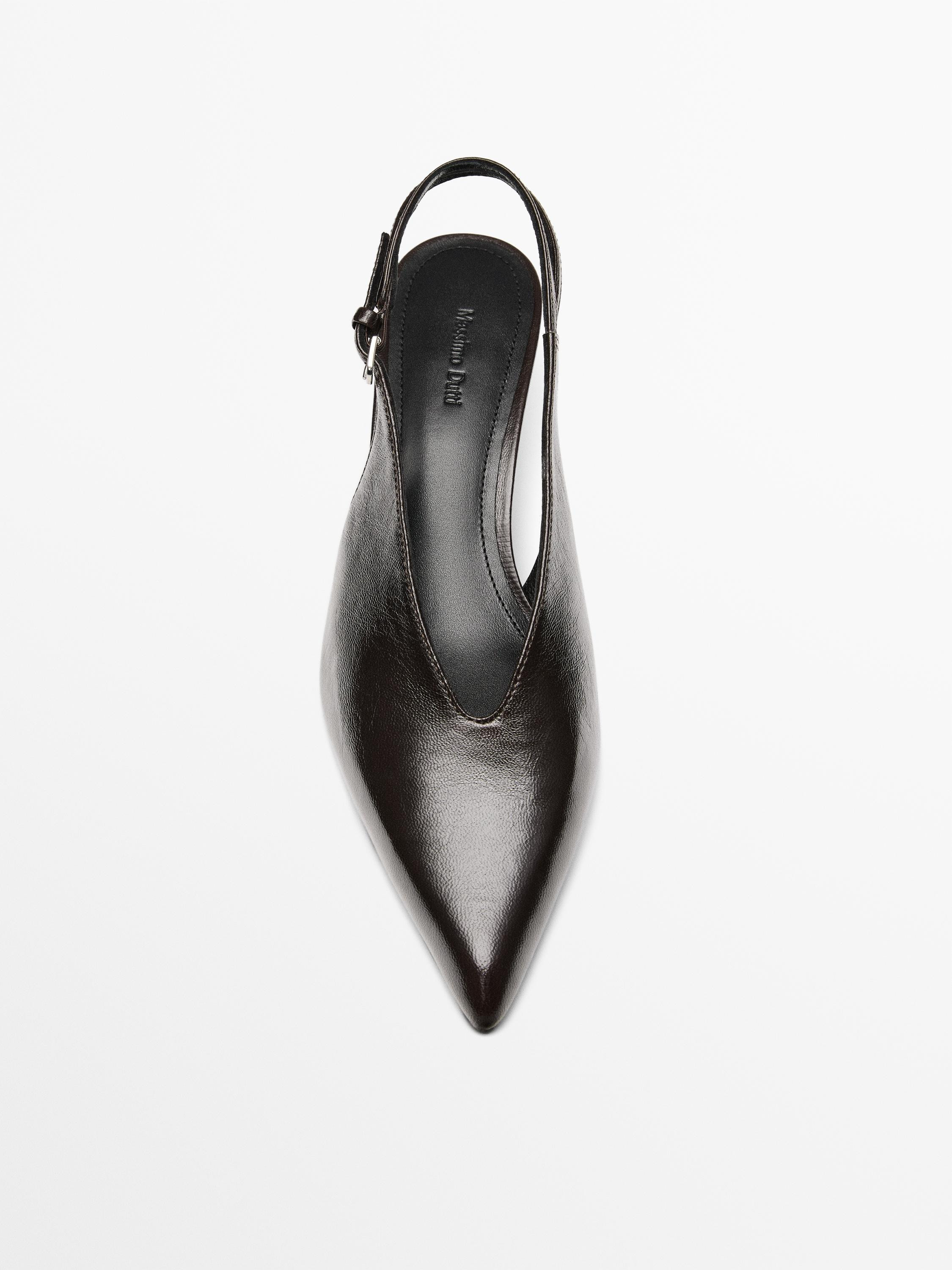 Chaussures \u00e0 talon cuir ouvertes \u00e0 l\u2019arri\u00e8re \u00b7 Marron \u00b7 Chaussures ... | Massimo Dutti FR