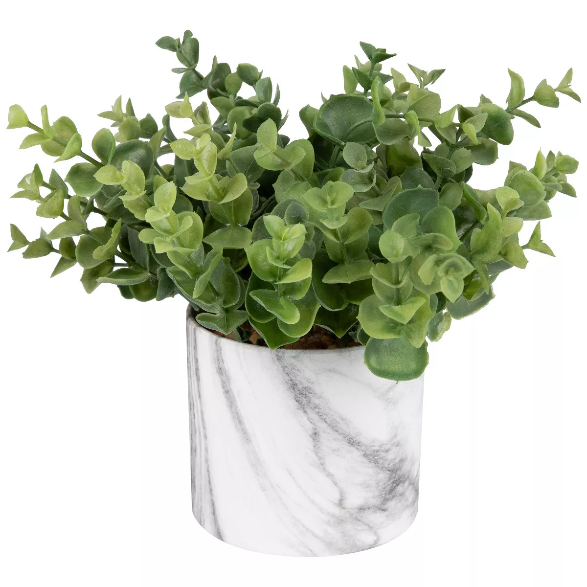 Northlight 9" Green Artificial Eucalyptus in a Marble Style White Pot | Target