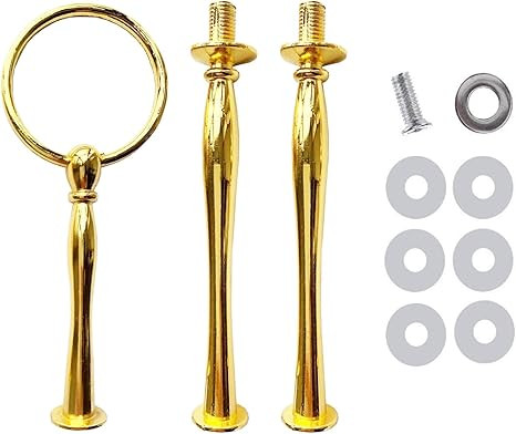 3 Tier Round Metal Cake Stand Holder Heavy Duty Fruit Plate Handle Fittings Hardware Rod (Golden ... | Amazon (US)
