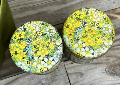 Lovely Vintage Floral Tins Set Of 2 Round Canister Cookie Candy Tin ? HH | eBay US