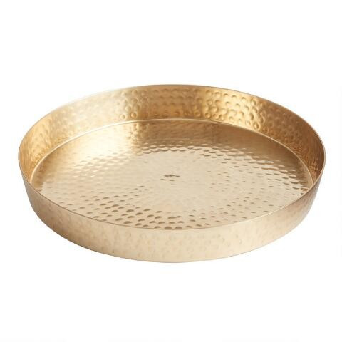 Round Gold Hammered Julian Serving Tray | World Market