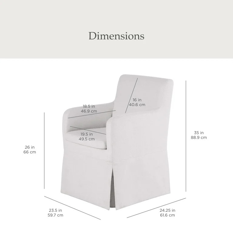 My Texas House Wren Slipcover Dining Chair with Casters Cream Polyester | Walmart (US)