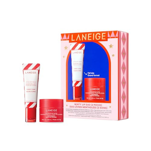 LANEIGE Minty Lip Duo: Peppermint Lip Sleeping Mask and Candy Cane Lip Glowy Balm for Soft, Hydrated Lips | Amazon (US)