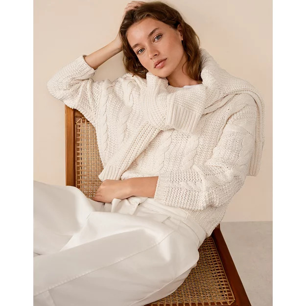 Boxy Cable Jumper with Wool | The White Company UK & ROW
