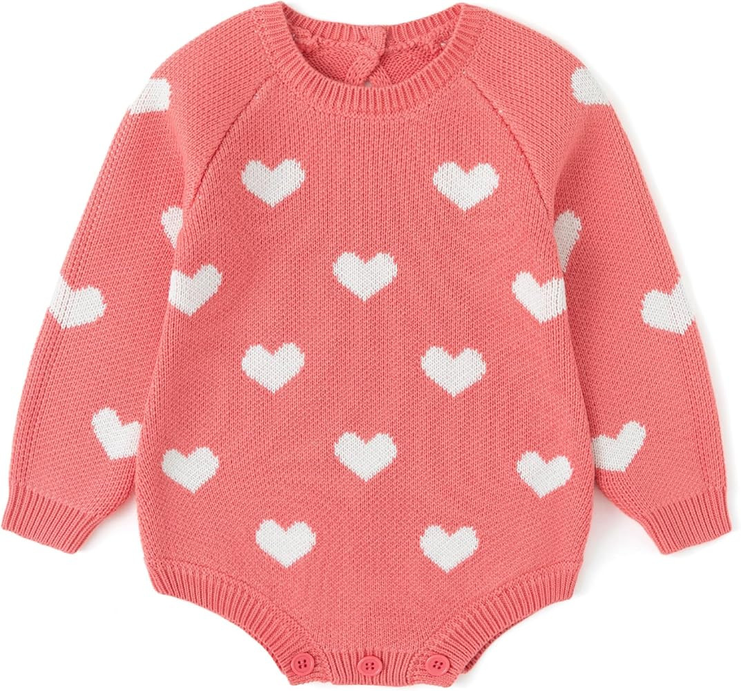 Simplee kids Baby Girls Kint Romper Fall Long Sleeve Rompers Newborn Baby Solid Overall Jumpsuit ... | Amazon (US)