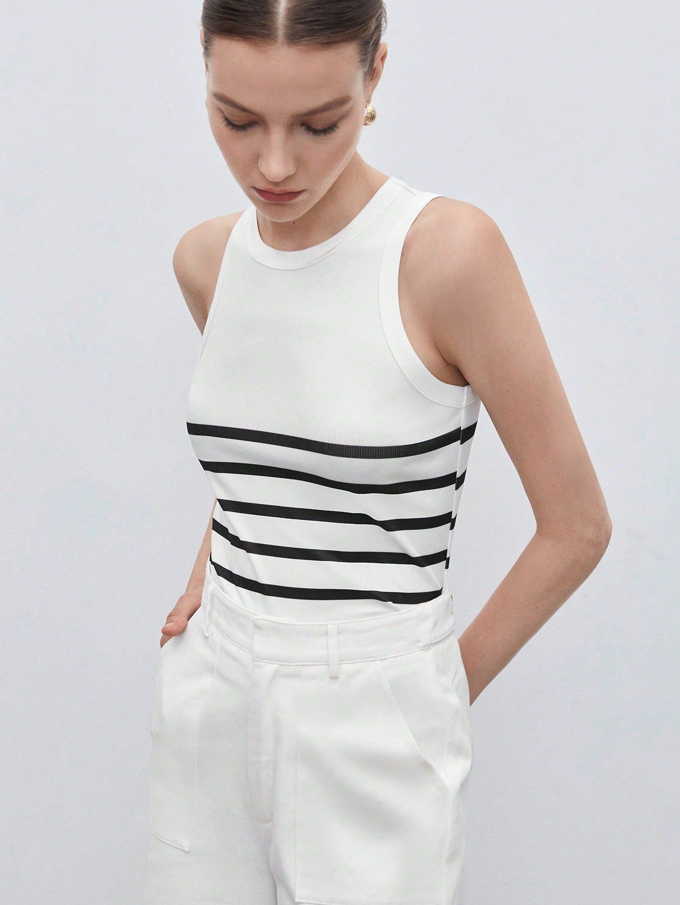 SHEIN BIZwear Striped Print Tank Top Workwear | SHEIN