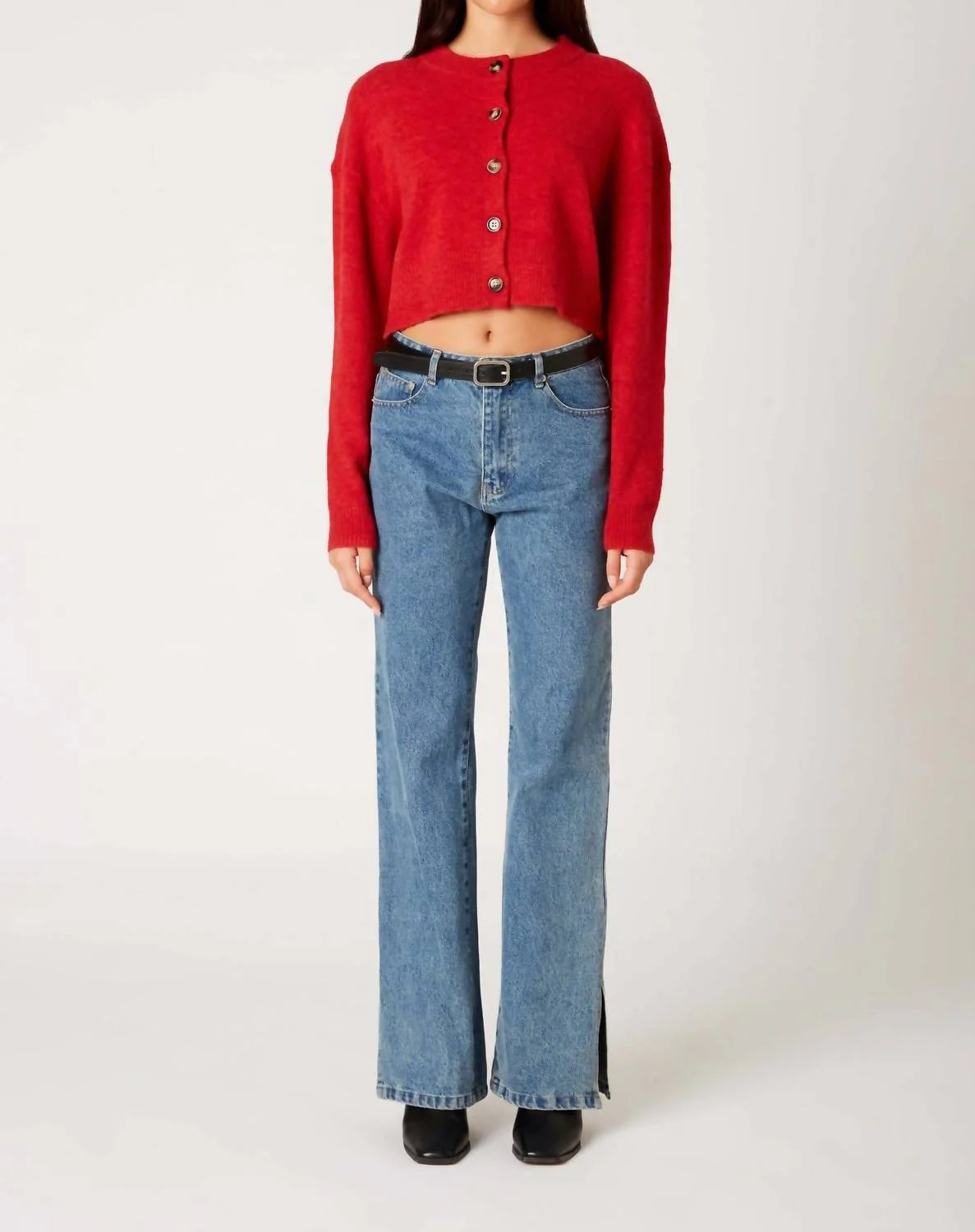 Enzo Crop Cardigan In Red | Shop Simon
