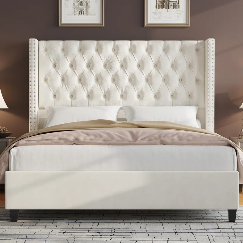 Dillwyn Upholstered Metal Wingback Bed | Wayfair North America