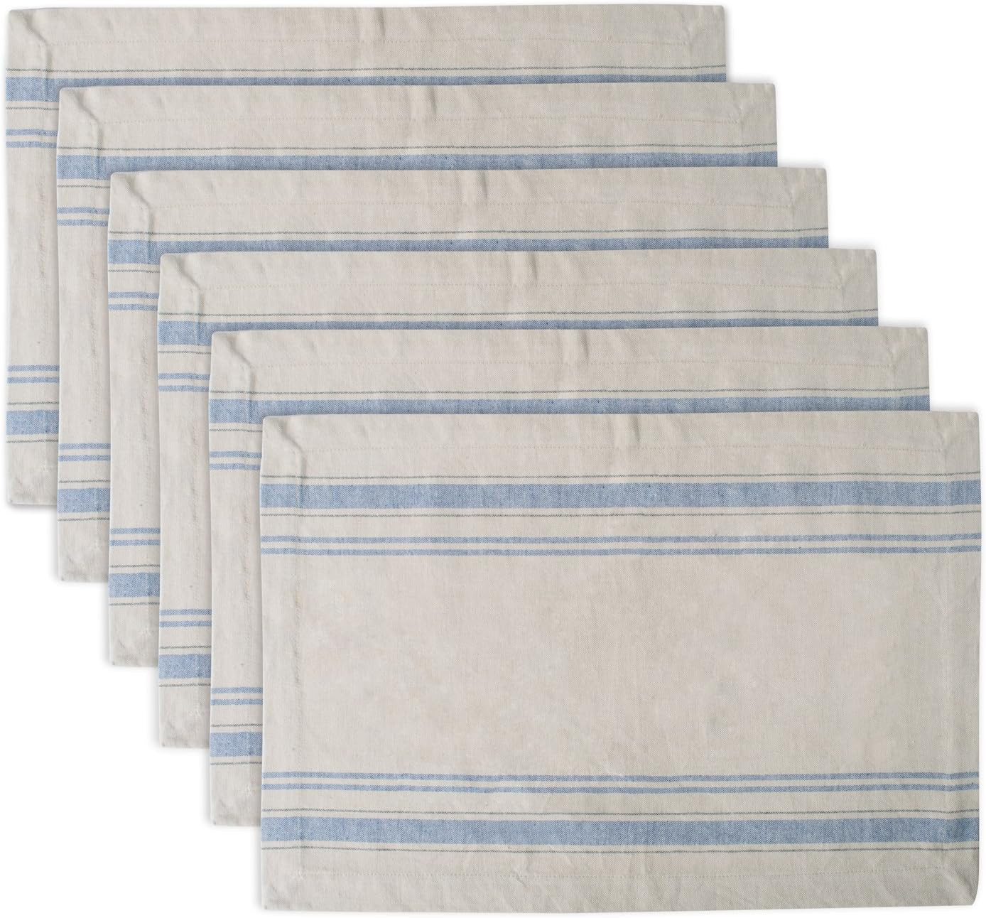DII French Stripe Tabletop Collection Farmhouse Style Dining Table Linen Placemat Set, 13x19, Tau... | Amazon (US)