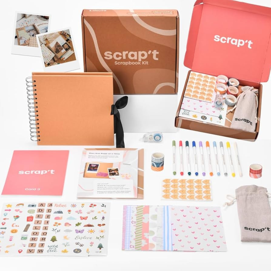 Scrapbook Kit - 80 Page Photo Album DIY Scrapbook - Holds 300+ Photos, with Metallic Pens, 150+ S... | Amazon (US)