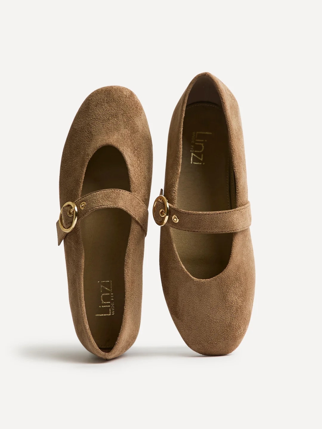 Nova Wide Fit Taupe Mary Jane Flats | Linzi Shoes
