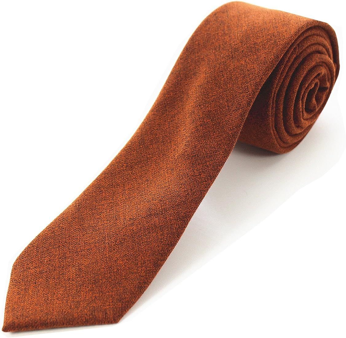 JEMYGINS 2.4" Cotton Necktie Solid Mens Cashmere Wool Skinny Tie | Amazon (US)