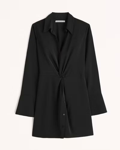 Long-Sleeve Twist-Front Shirt Dress | Abercrombie & Fitch (US)