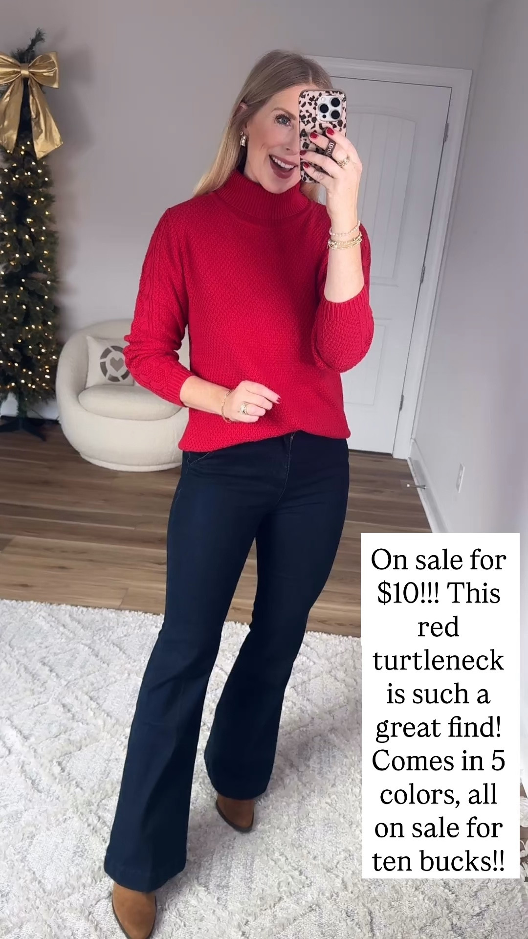 Walmart try on, time and tru red turtleneck sweater, flare jeans 

#LTKSaleAlert #LTKHoliday #LTKFindsUnder50