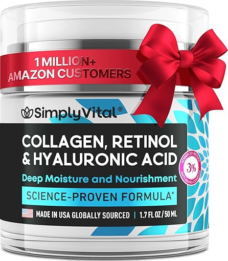 SimplyVital Collagen, Retinol & Hyaluronic Acid Cream - Anti-Aging Face Moisturizer for Face, Fir... | Amazon (US)