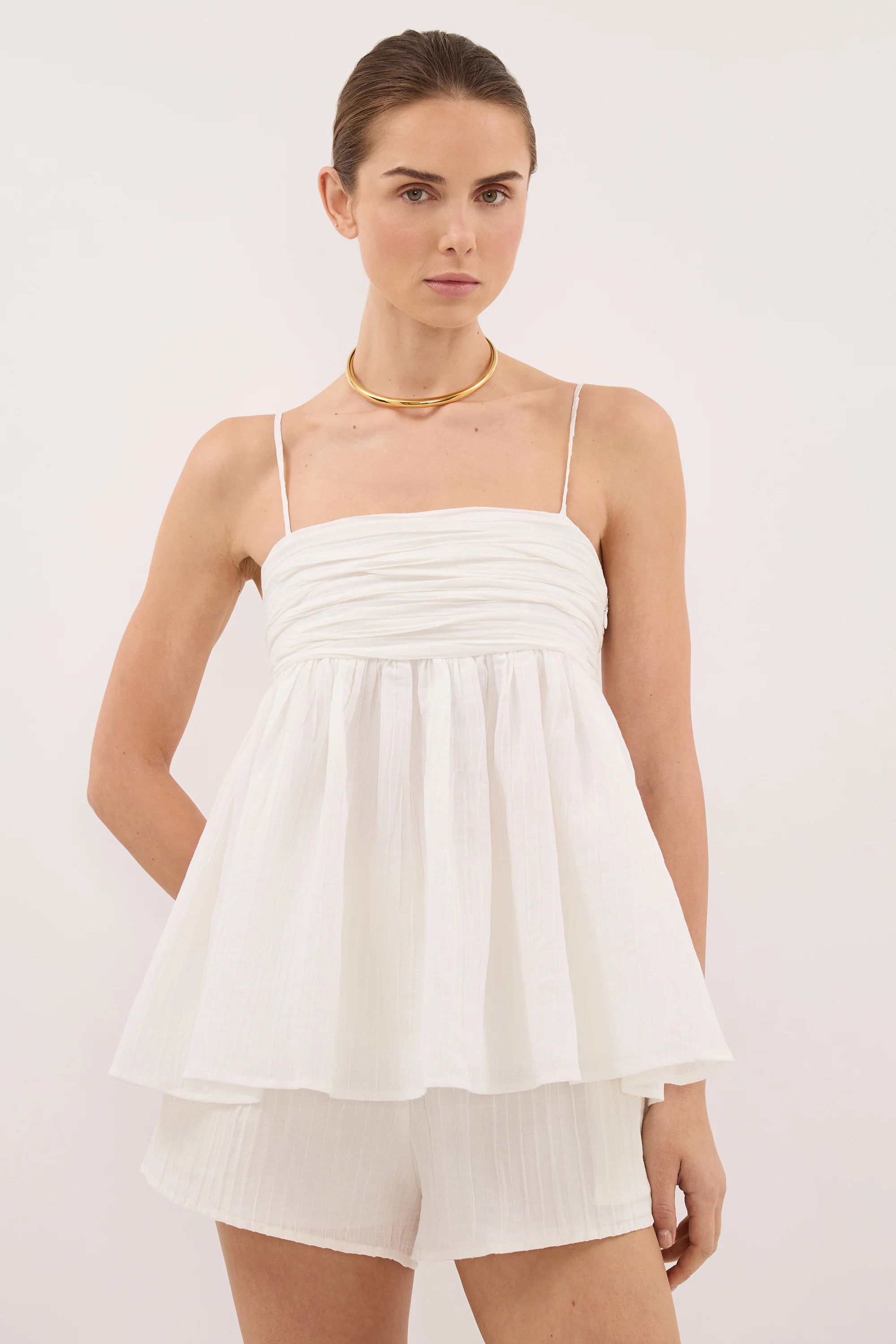 CASEY IVORY CRINKLE RAMIE TOP | DISSH