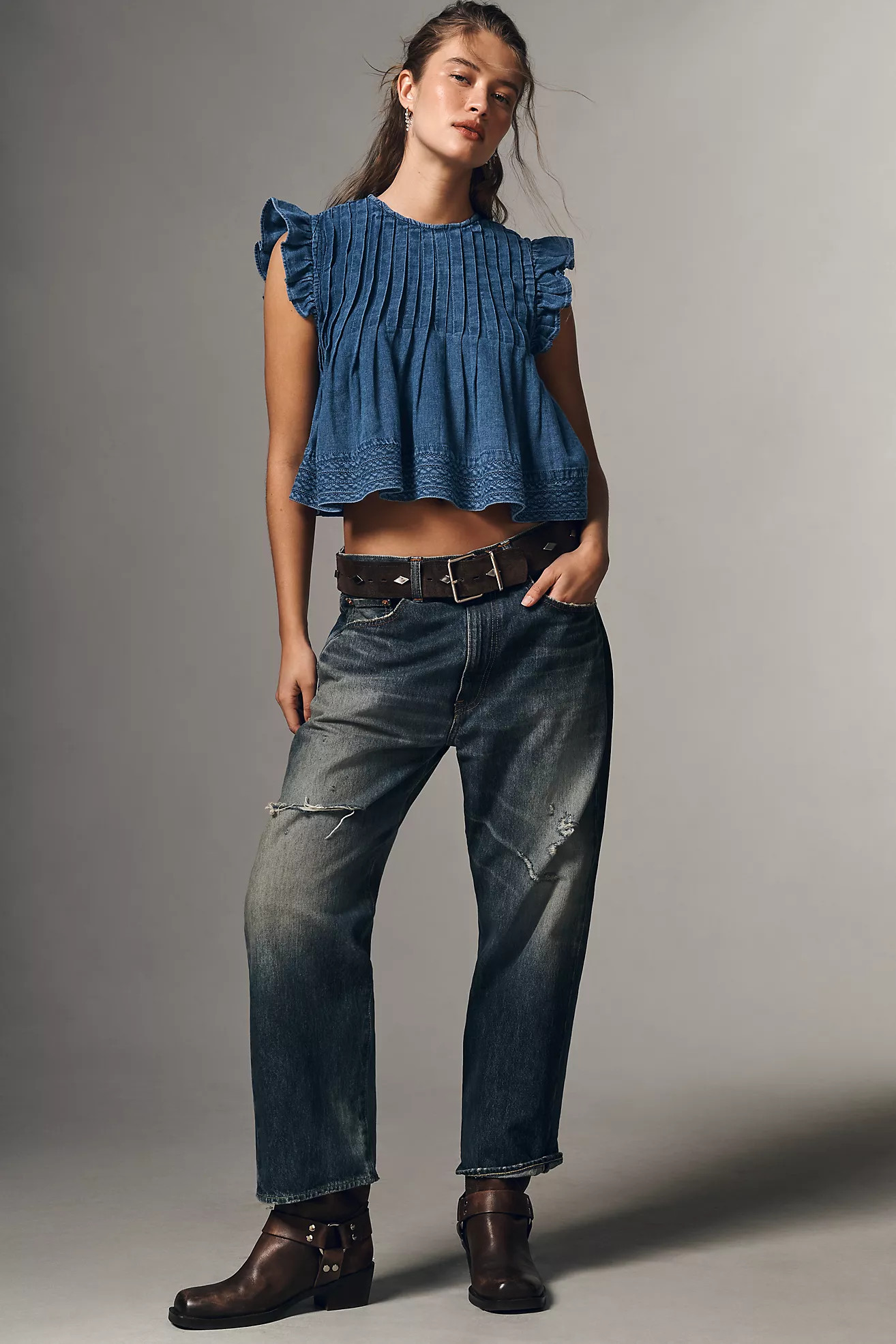 The  Jade Denim Swing Top by Pilcro | Anthropologie (US)