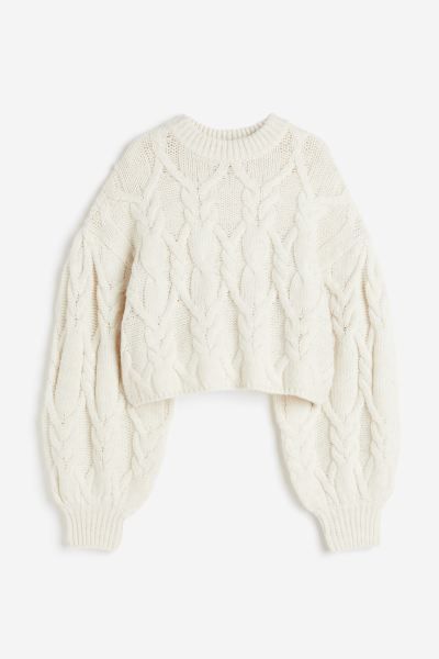 Cable-knit jumper - Natural white - Ladies | H&M GB | H&M (UK, MY, IN, SG, PH, TW, HK, KR)